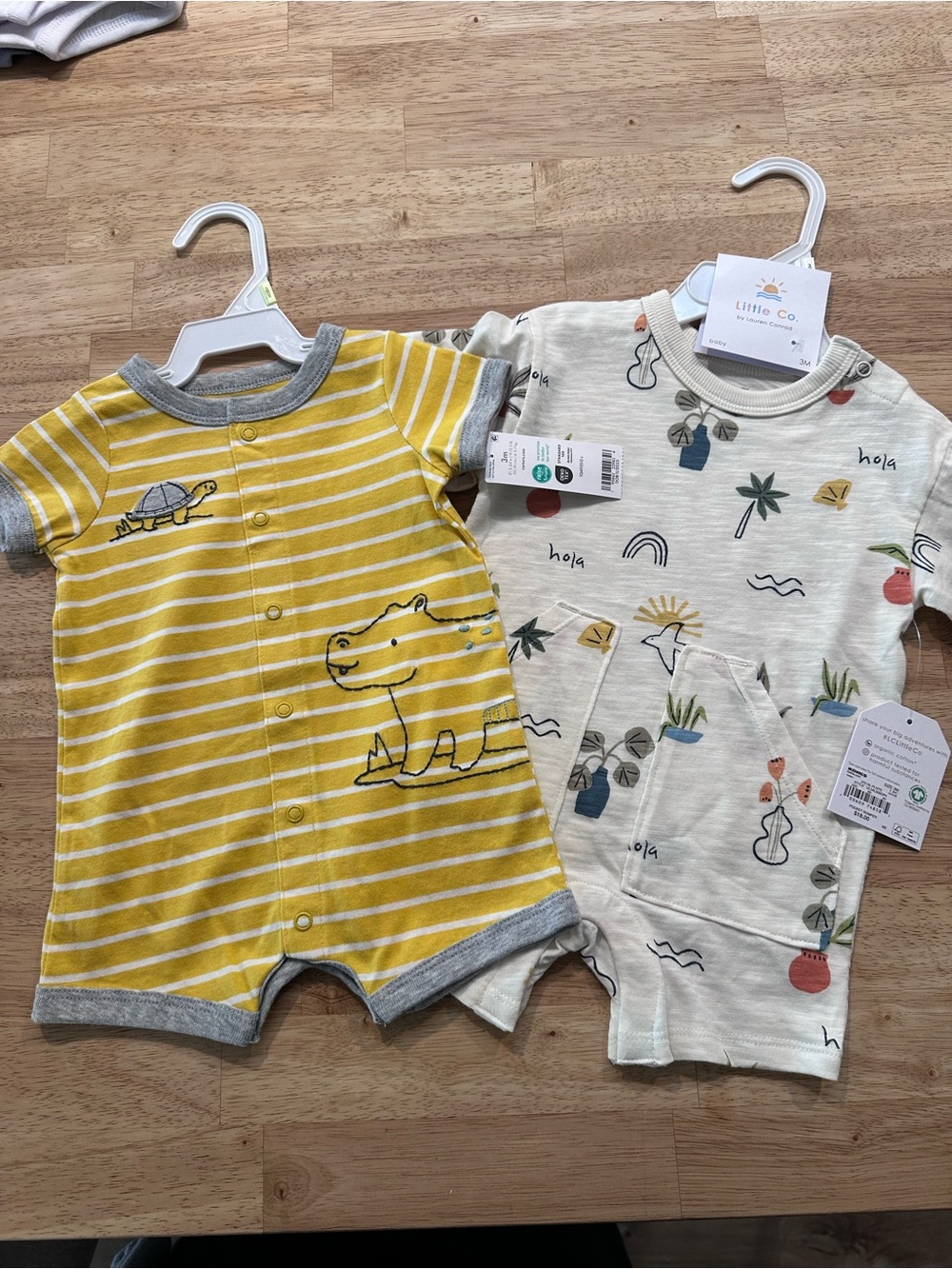Infant Yellow Striped & Biege One-Piece Romper -Sz 3m